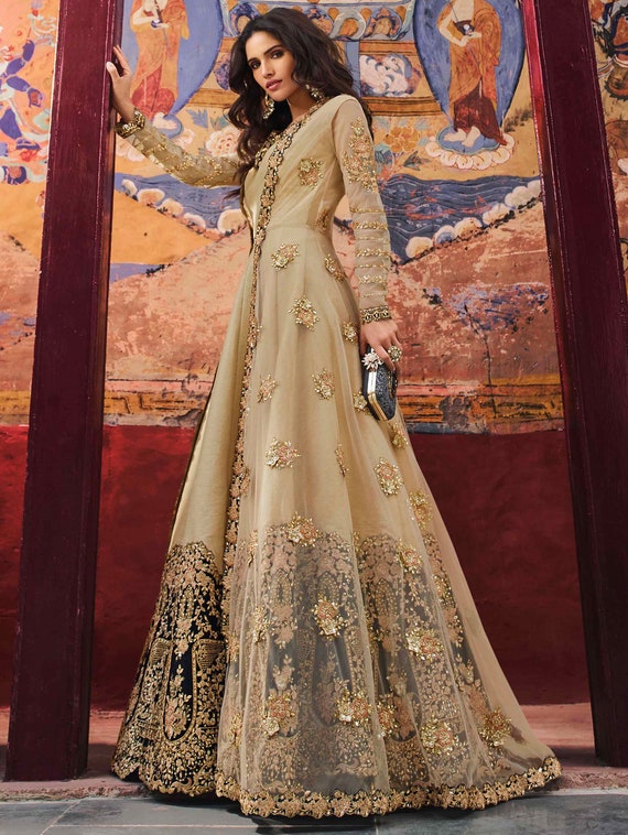 Multicoloured Kalamkari Print Work Pure Silk Anarkali Gown – Maharani
