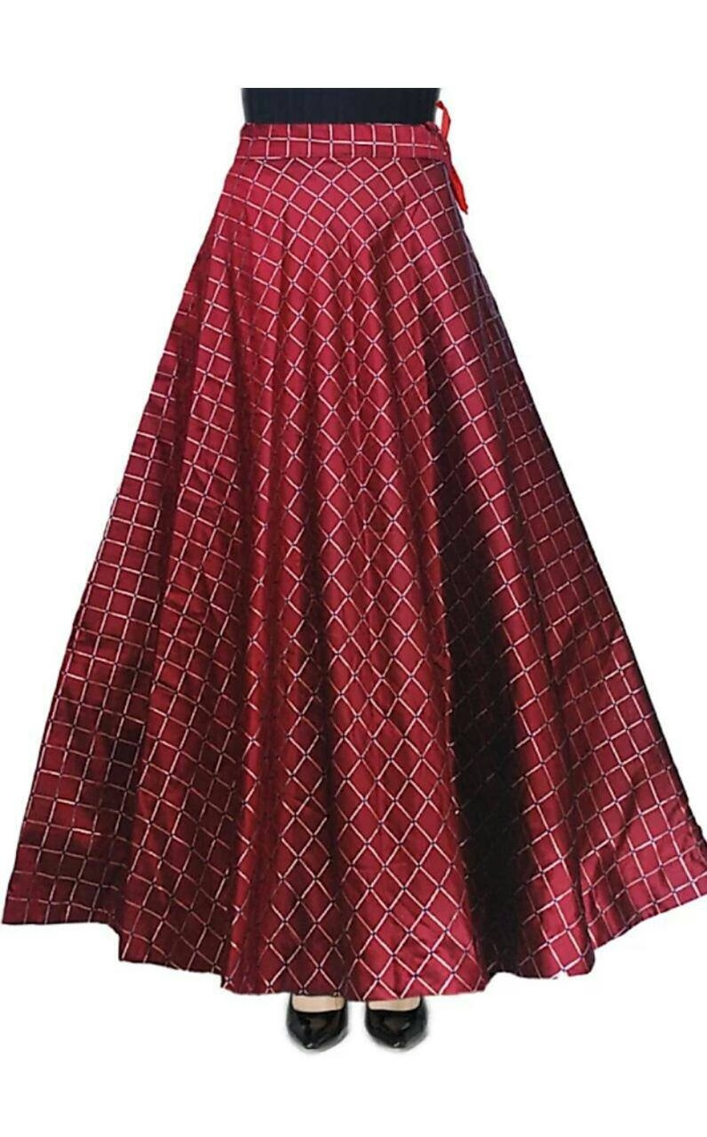 Indian Stylish Zari Checks Long Skirt Indian Skirt Ethnic Etsy UK