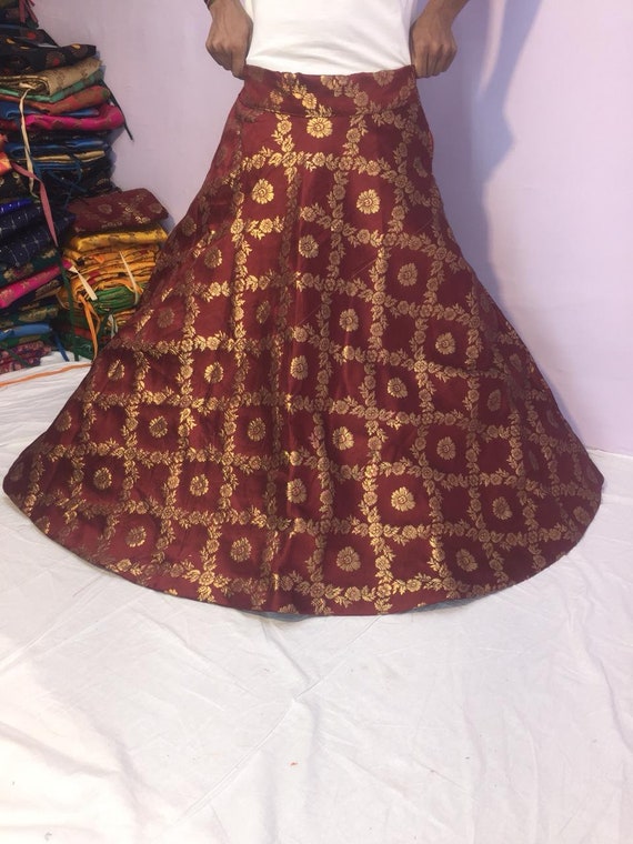 Vark by Westside Maroon Brocade Skirts