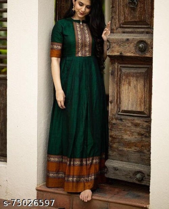 Embroidered Green Heavy Georgette Gown at Rs 1299 in Surat | ID: 23934776173