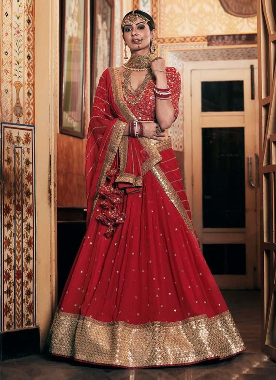 Free Stitching, Red Heavy Lehenga Choli, Ghagra Choli for Women, Sequins  Wedding Dress, Bridesmaid Lehenga, Bridal Lehenga, Designer Choli - Etsy