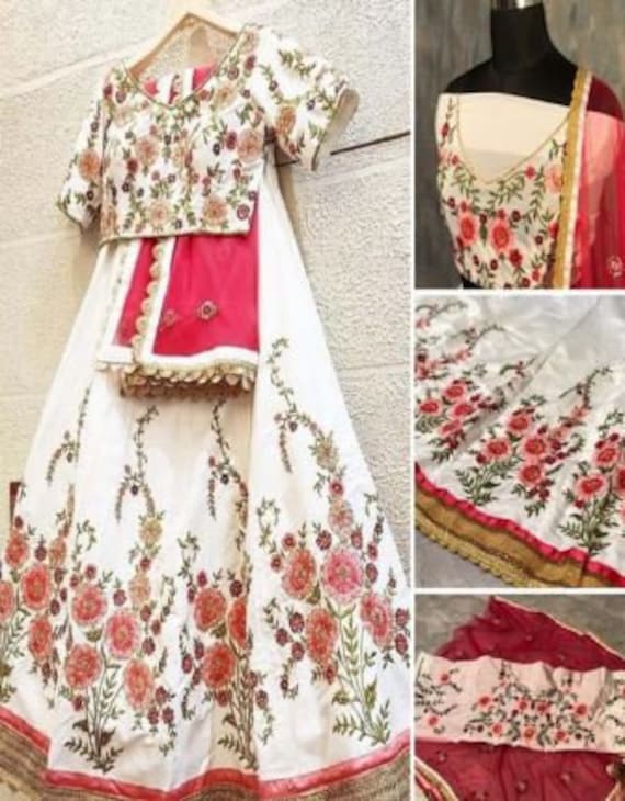 white bridal lehenga with red dupatta