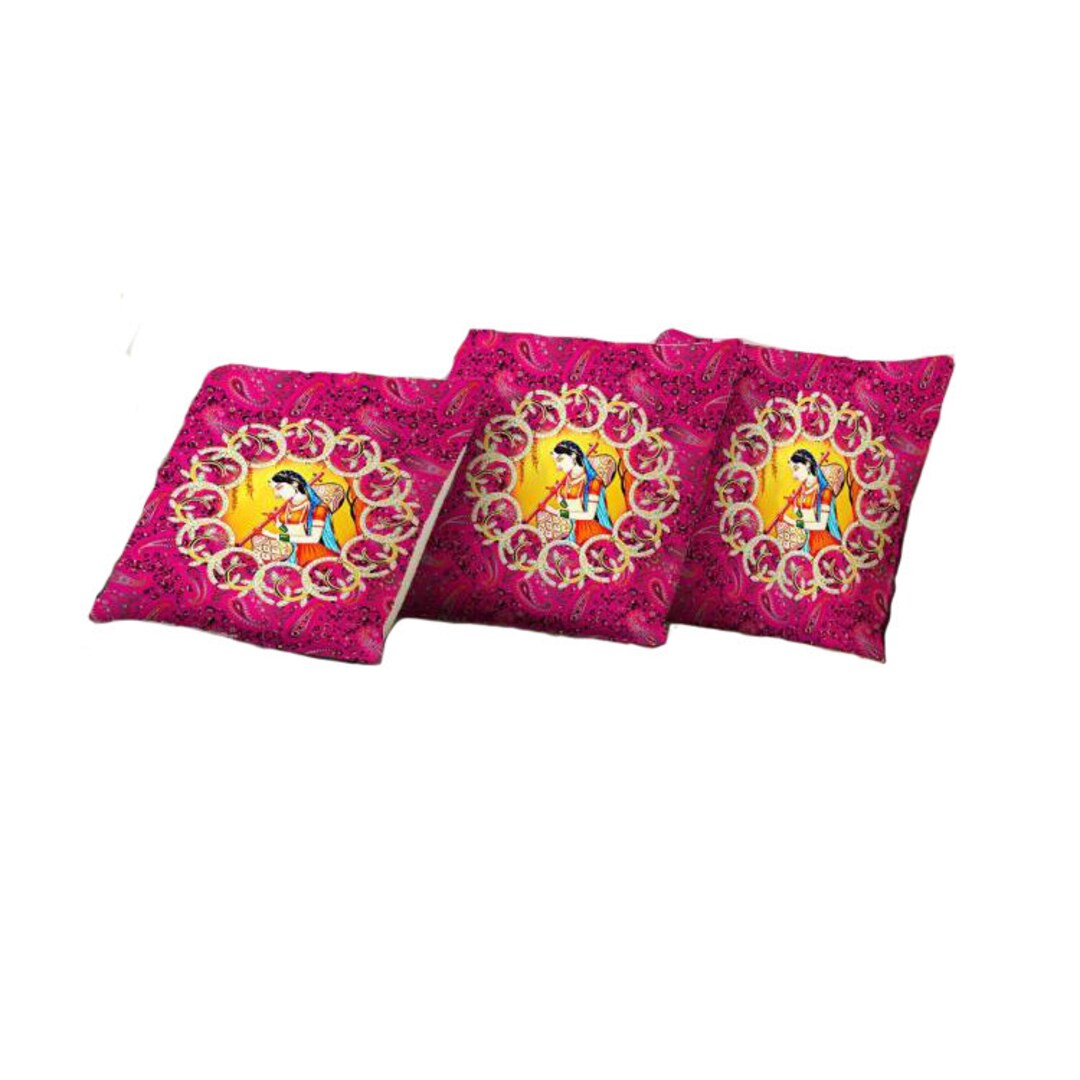 Pack of 5, Printed Rajasthani Cushion Covers, 40 Cm40 Cm, Throw Covers