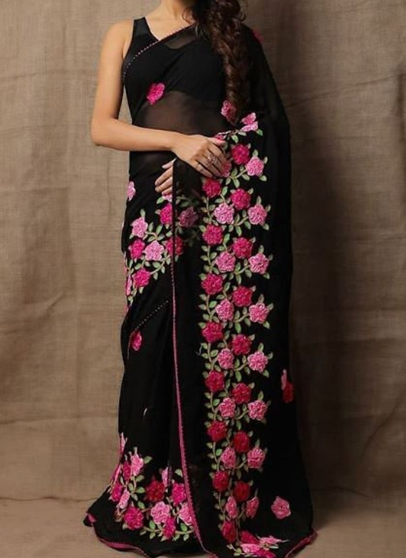 black ethnic saree