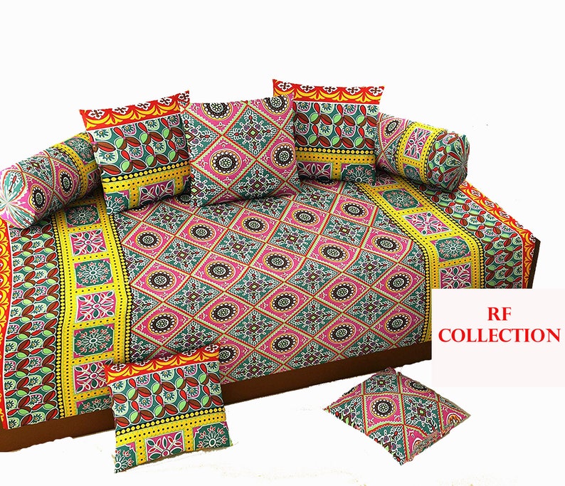 Set of 8 Pieces Cotton Fabric Design Diwan Bedsheet for Etsy