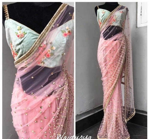 Net top fancy saree