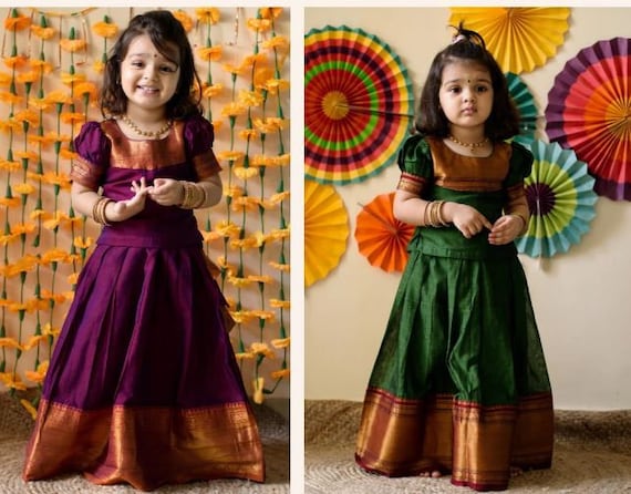Buy Pattu Dress for Girls Girls Frock Pavadai Pattu Girl Dress Online in  India 