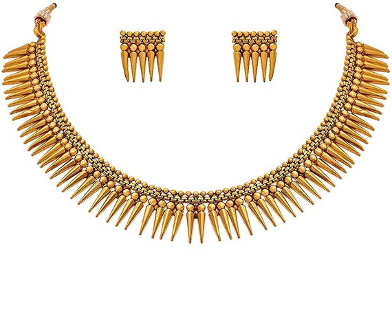 Gold Plated Necklace Spike Necklace Artificial Necklace Set for