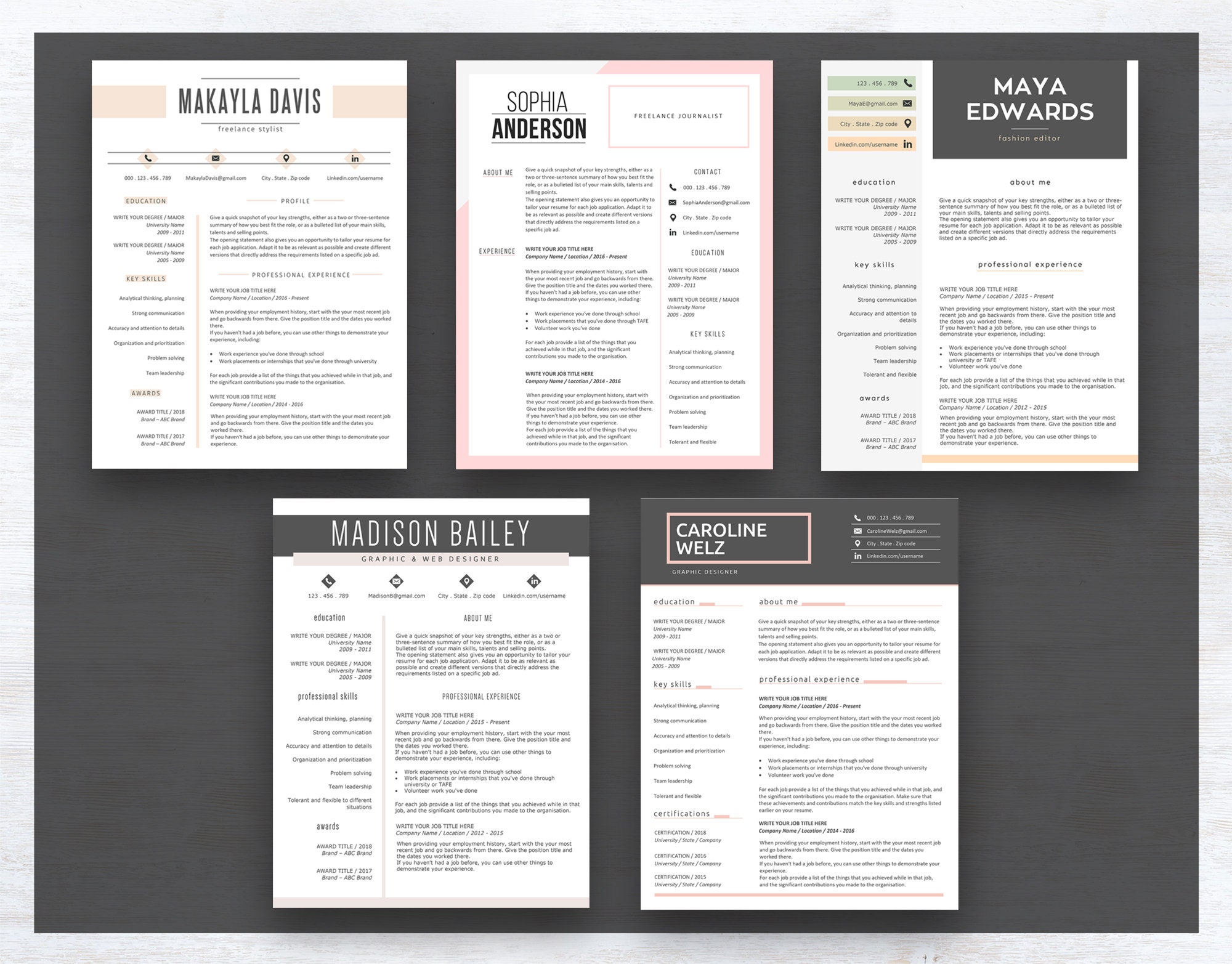 Resume Template Bundle Resume Template Word Resume Template - Etsy