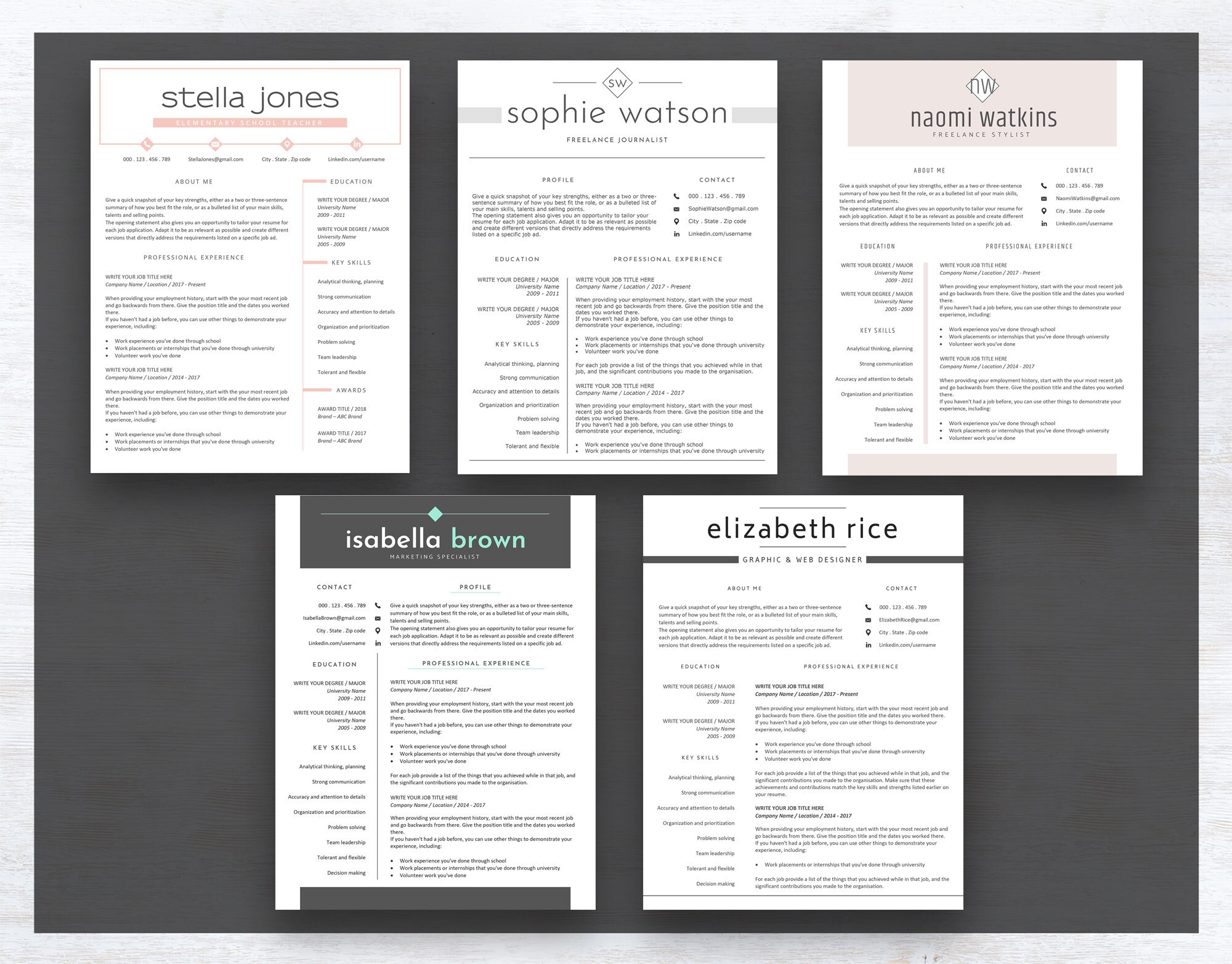 Resume Template Bundle Resume Template Word Resume Template - Etsy