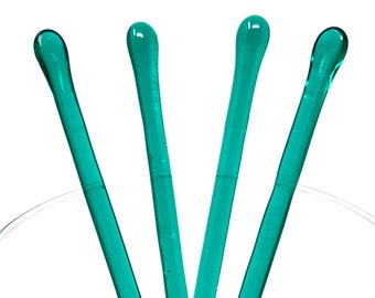 studioTica Simply Emerald - Handmade Glass Swizzle Sticks - Coffee Martini Whisky Cocktail Stirrer + Pitcher Rods. Sold as Singles or Sets