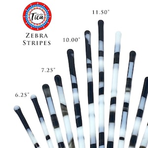 studioTica Zebra Stripes - Handmade Glass Swizzle Sticks - Coffee Java Martini Whisky Cocktail Stirrers - Mug Tea Pitcher - 5 to 24 inches