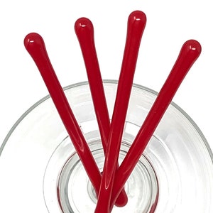 studioTica Simply Red - Handmade Glass Swizzle Sticks - Coffee Martini Whisky Cocktail Stirrer + Pitcher Rods. Sold as Singles and/or Sets