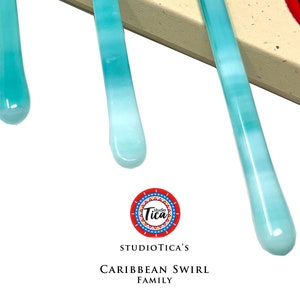 studioTica Caribbean Swirl - Handmade Glass Swizzle Sticks - Coffee Java Martini Cocktail Stirrers Mug Tumbler Tea Pitcher = Functional Art