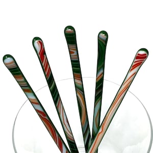 studioTica Christmas - Handmade Glass Swizzle Sticks - Coffee Java Martini Cocktail Whisky Tumbler Stirrers - Mug Tea Pitcher Functional Art