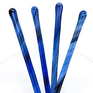 Starry Night - Handmade Glass Swizzle Stirring Sticks for coffee, tea, cocktails. Tumbler to extra-long pitcher sizes. Functional Art