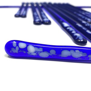 studioTica Deep Blue - Handmade Glass Swizzle Stirring Sticks + Extra Long Pitcher = Functional Art