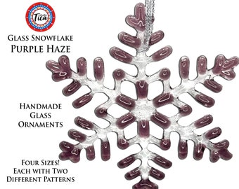 studioTica Glass Snowflake - Purple Haze - Handmade Christmas Ornament - Winter - From 3.0" to 5.25" - both Individual and Set options