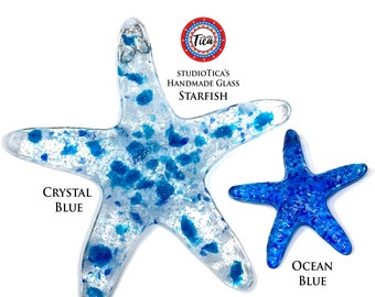 studioTica Glass Starfish - Ocean Blue + Crystal Blue - Handmade Ornament, Suncatcher, or Paperweight - Nautical - Beach - Stunning!