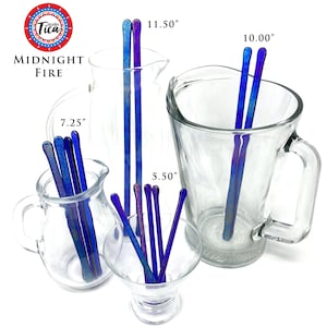 Handgefertigte Glas Spießchen: Midnight fire Geschenk Sets - Cocktail Kaffee Krug Rührer von studioTica