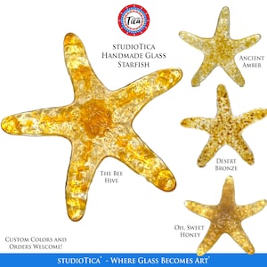studioTica Glass Starfish Amber and Honey versions Handmade Ornament, Suncatcher, or Paperweight Nautical Beach Stunning image 1