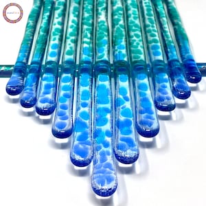 Under the Costa Rican Sea -- Handmade Glass Swizzle Sticks for Coffee Martini Whisky Cocktail Stirrers - Mug Tea Pitcher = Functional Art