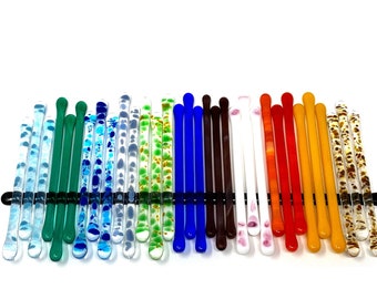 Palitos de vidrio hechos a mano: agitadores de cóctel coloridos (5,5 pulgadas)