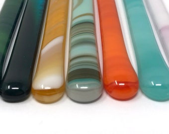 GROUP : Mix and Match - 10.00 & 11.50" Extra Long Full Color Handmade Glass Swizzle Sticks. 9+ designs - Pitcher Cocktail Stirrers Glass Art