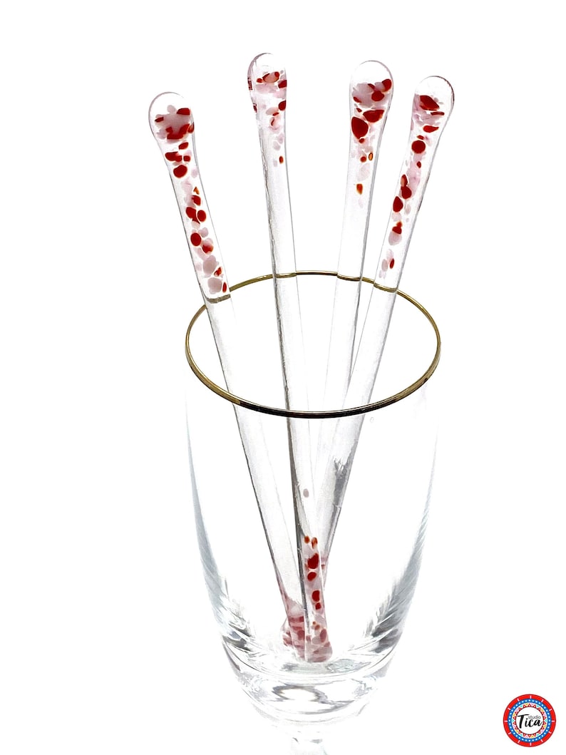 studioTica Cupid's Dust Love Collection Handmade Glass Swizzle Stick Champagne Martini Margarita Cocktail Stirrers image 1