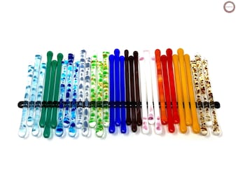 Handmade Glass Swizzle Sticks: Colorful Cocktail Stirrers (5.5 inch)