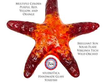 Handmade Glass Starfish Ornament: Red Orange Purple - Coastal Beach and Nautical Decor by studioTica