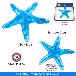 studioTica Glass Starfish Ocean Blues Multiple Versions Handmade Ornament, Suncatcher, or Paperweight Nautical Beach Stunning Starfish #6