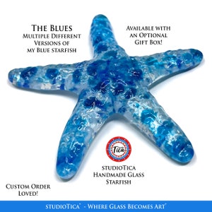 studioTica Glass Starfish Ocean Blues Multiple Versions Handmade Ornament, Suncatcher, or Paperweight Nautical Beach Stunning Starfish #7