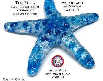 studioTica Glass Starfish - Ocean Blues - Multiple Versions - Handmade Ornament, Suncatcher, or Paperweight - Nautical - Beach - Stunning!