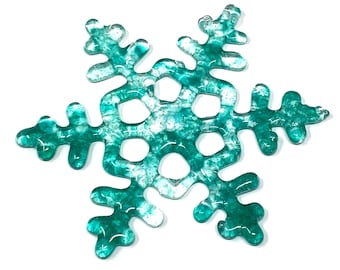 studioTica Glass Snowflake - Emerald Coast - Handmade Christmas Ornament - Winter Suncatcher - Multiple Sizes 3.00" to 5.25"