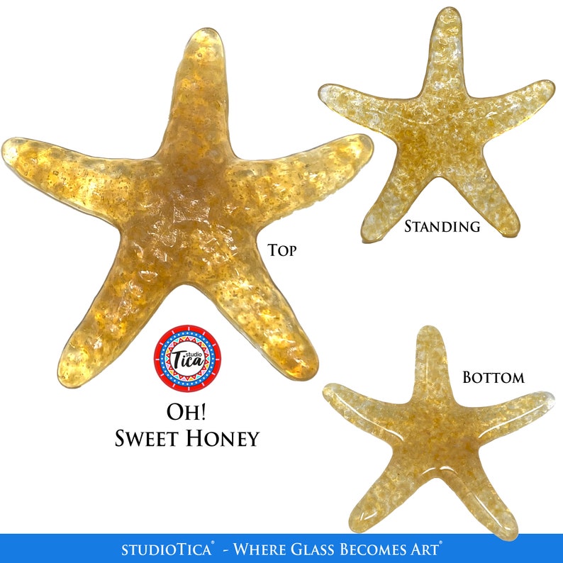 studioTica Glass Starfish Amber and Honey versions Handmade Ornament, Suncatcher, or Paperweight Nautical Beach Stunning Oh! Sweet Honey