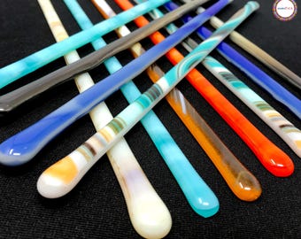Handgefertigte Glas-Rührstäbchen: Extra lange Cocktailrührstäbchen, funktionale Kunst von studioTica