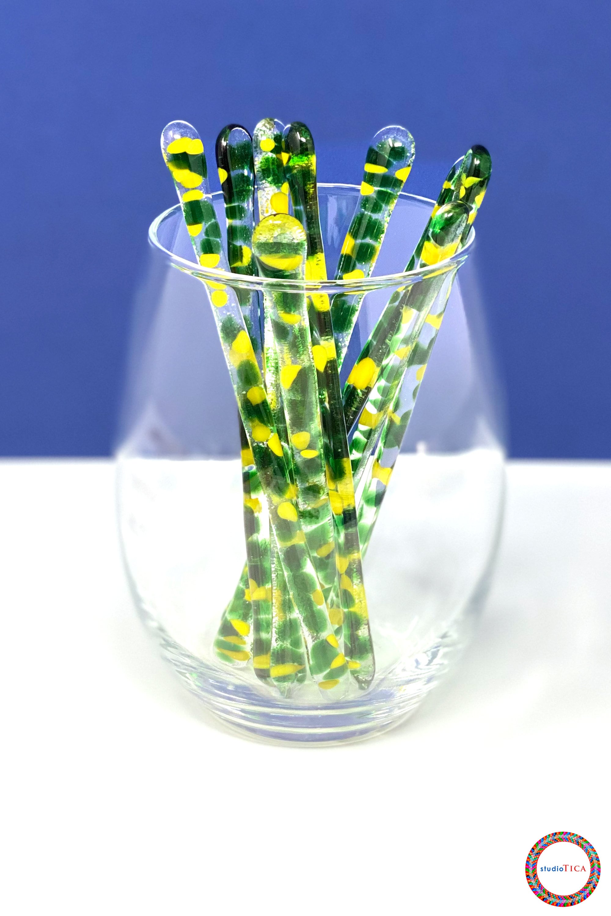 4pc Glass Stir Sticks Iridescent