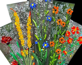 Handmade Glass Garden Stake, 2.25 x 10 inches, Decorative, Multiple Versions by studioTica