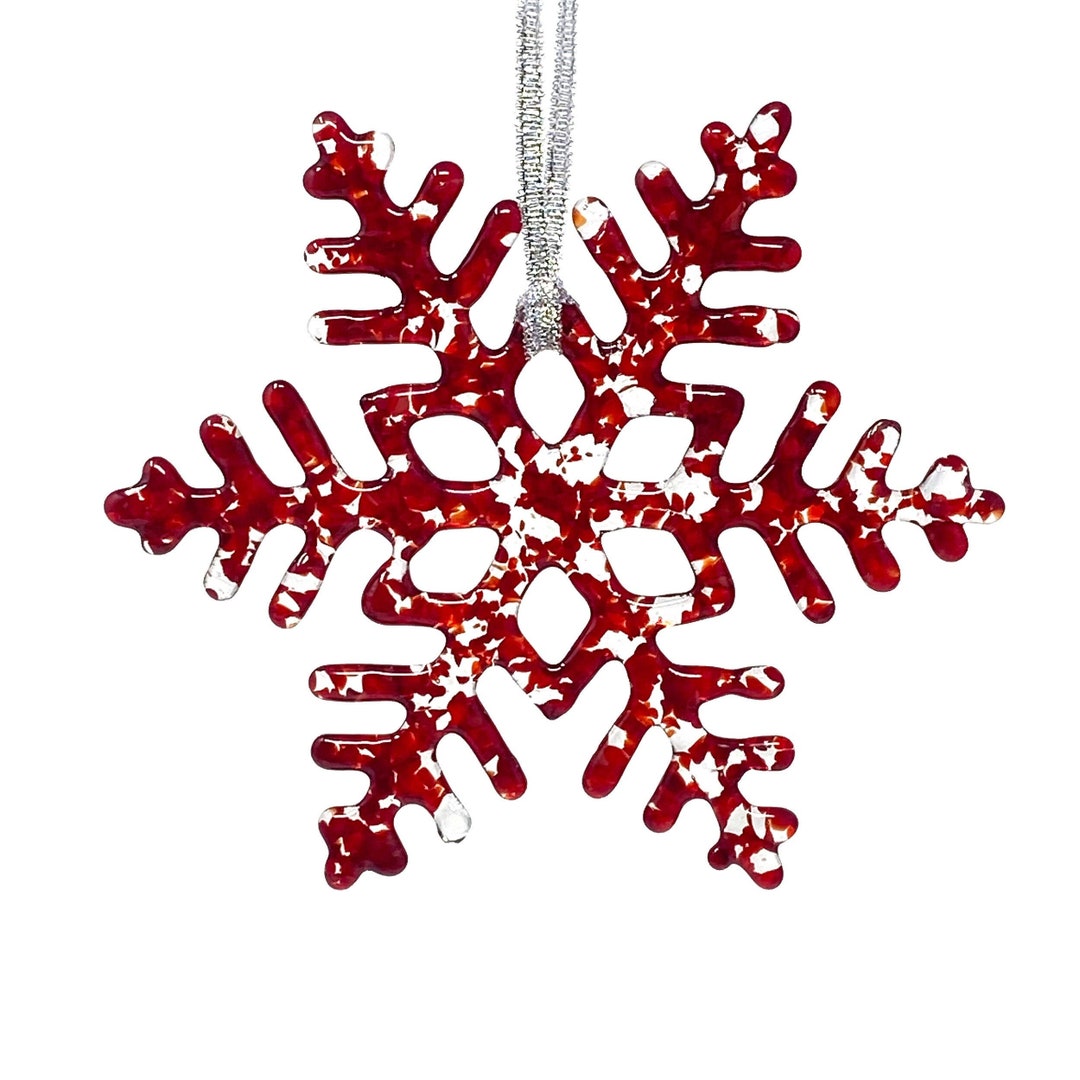 Handmade Glass Snowflake: Rudolph Red - Winter Christmas Holiday ...