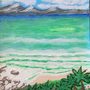Ein abgelegener Strand, Acrylbild, digitaler Download