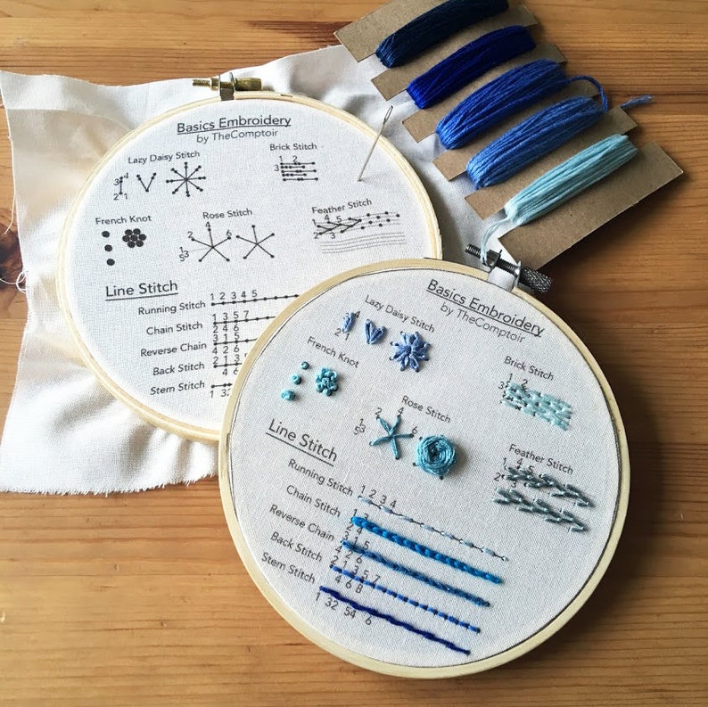 Basics Embroidery Kit Embroidery for Beginners Learn Hand Etsy