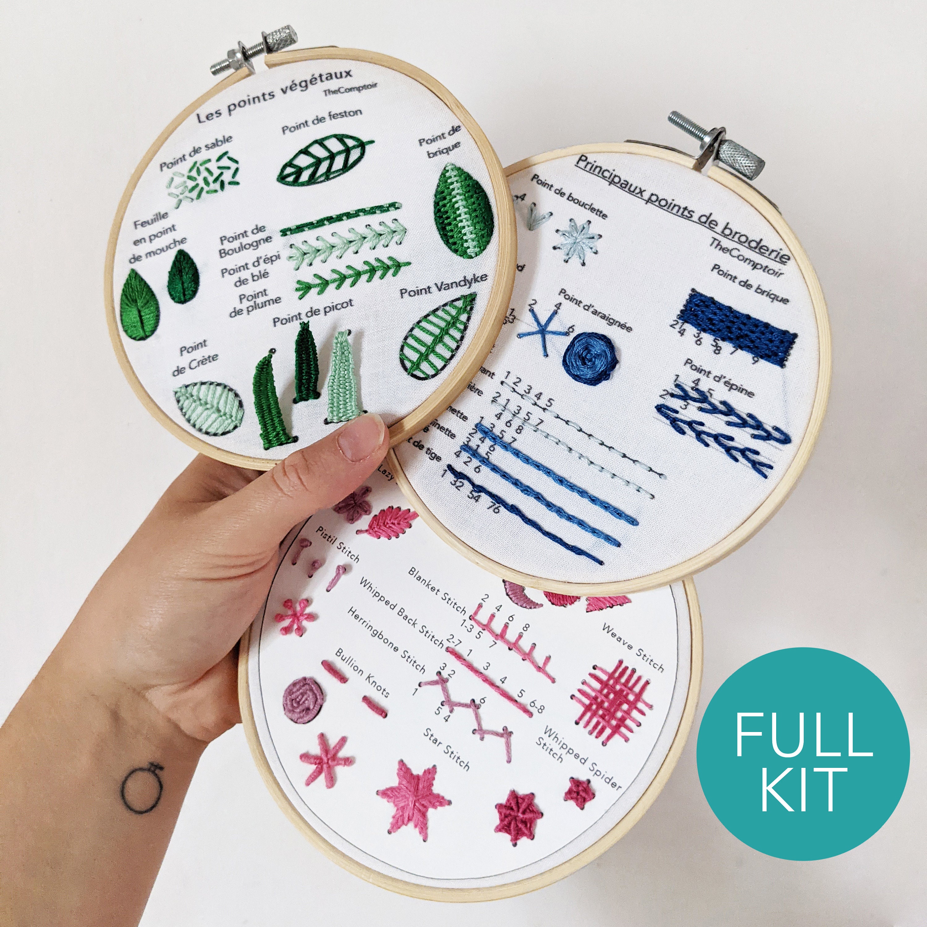 Kit de broderie débutant-Apprendre 10 points différents-Kit de