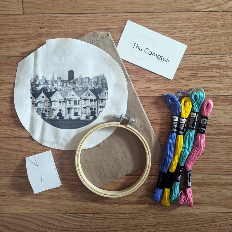 City mini embroidery kit // for beginners// Boston New York city San Francisco Washington DC image 4