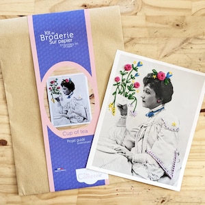 Kit de broderie : Tasse de thé // kit de broderie sur papier pour débutant // projet guidé - français - English