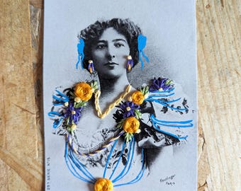 Mini kit de broderie : Portrait fleuri // kit de broderie sur papier pour débutant // projet libre - français - English