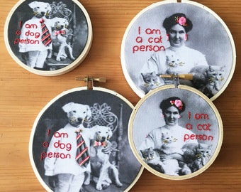 I am a CAT/DOG person // Handmade Embroidery