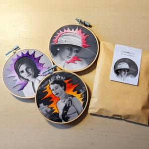 my UK Heroes mini embroidery kits // for beginners // in English or en Français