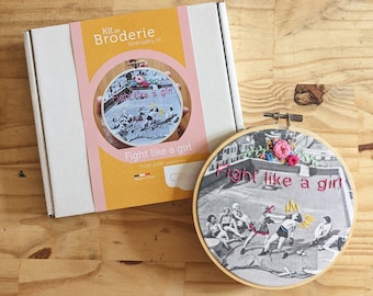 Fight like a girl Embroidery Kit // embroidery for beginners // english - français