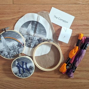 City mini embroidery kit // for beginners// Boston New York city San Francisco Washington DC image 5